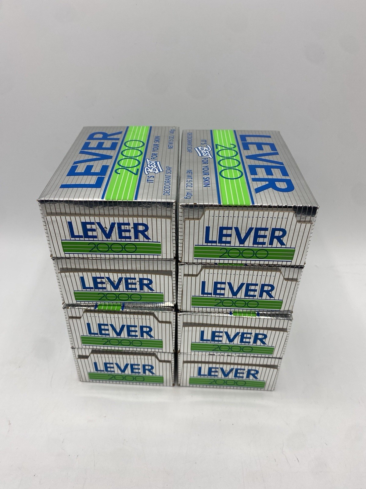 VTG Lever 2000 8 Bar Pack Lot 5oz Deodorant Soap Silver Box USA