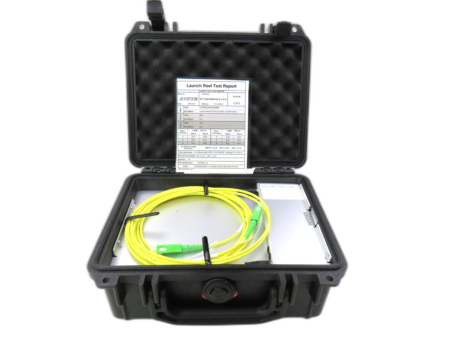 OTDR 9 OS2 550M INPUT SC/APC OUTPUT SC/APC SC/APC LAUNCH REEL New