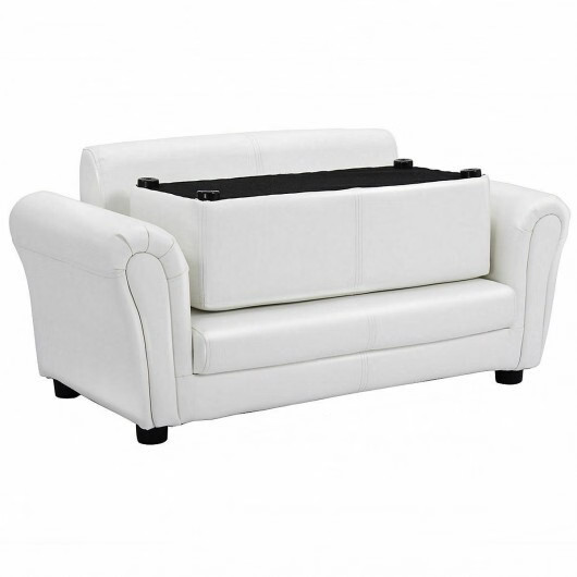 Soft Kids Double Sofa with Ottoman-White - Color: White