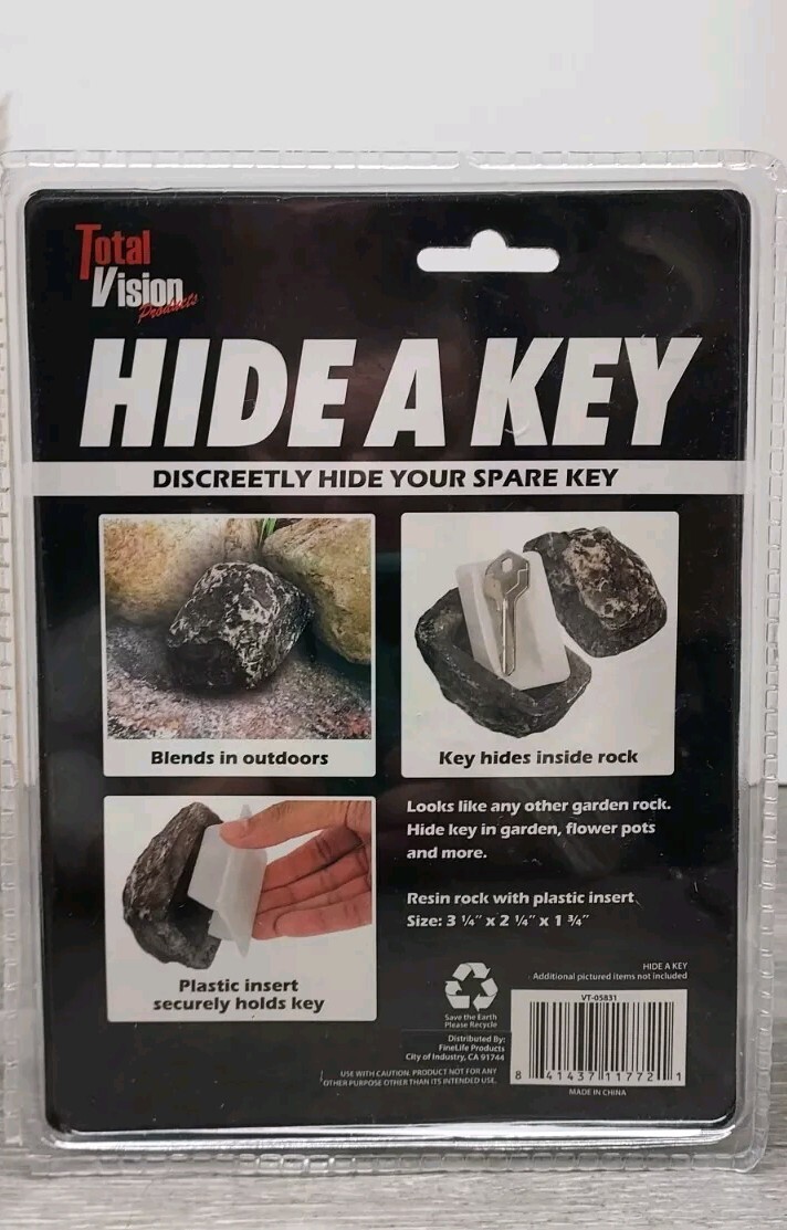 Total Vision Hide a Spare Key Realistic Looking & Feeling ROCK Securely Stores