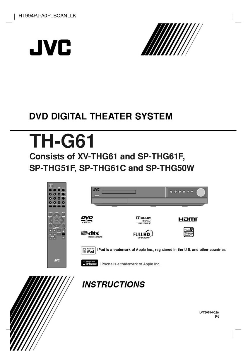 JVC TH-G61 XV-THG61 Home Theater System Owners Instruction Manual Reprint