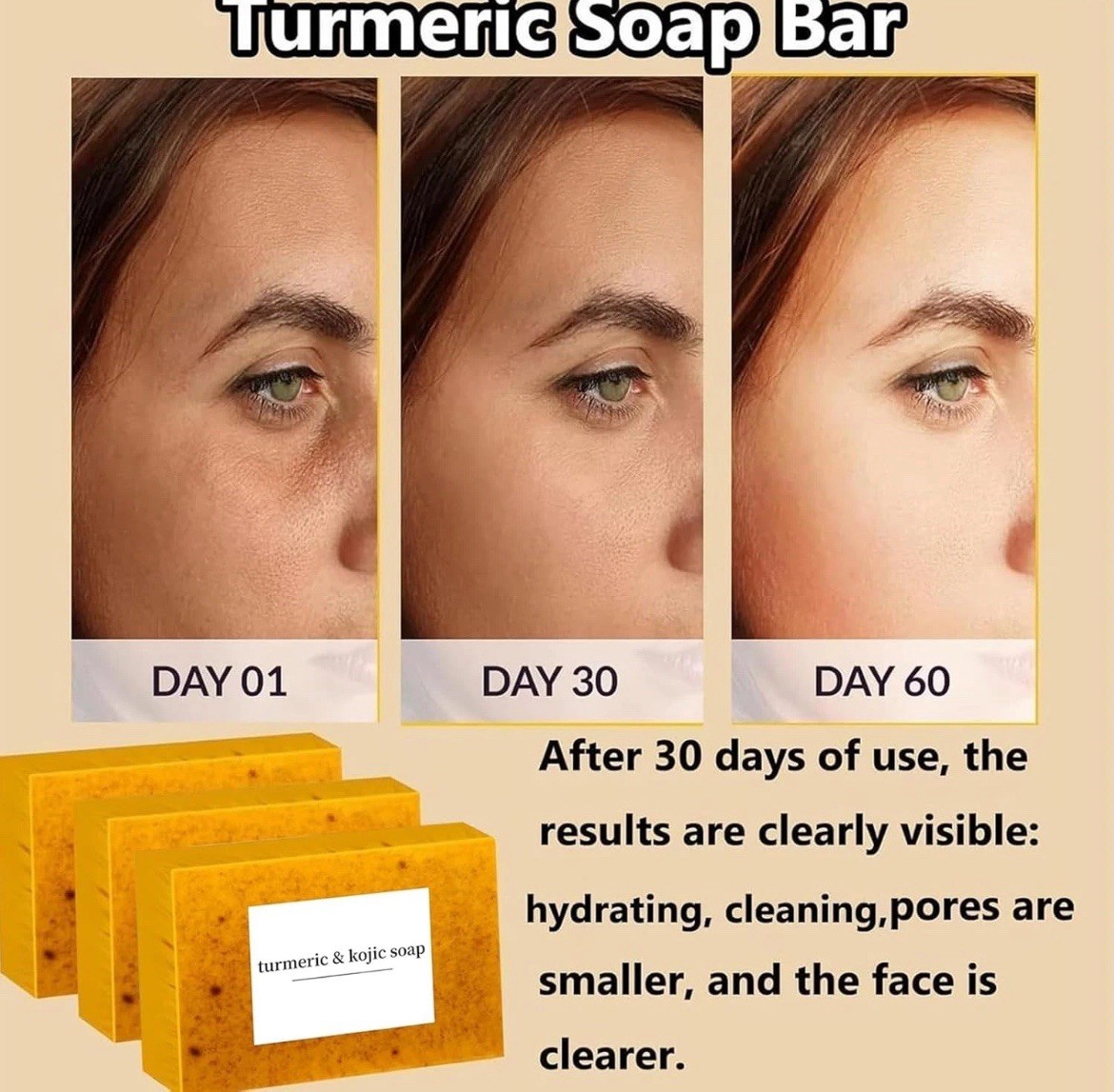 2-Pack Turmeric Glow Soap Bar - Lemon & Kojic Acid, Removing Dark Spots