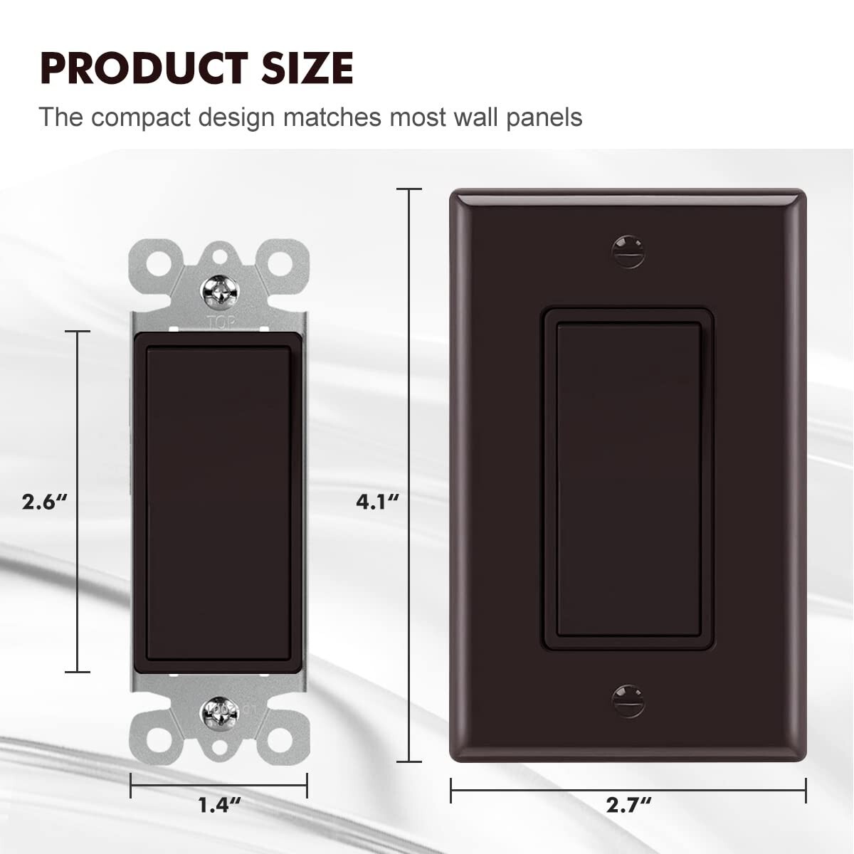 10 Pack Decora Light Switch Brown, Single Pole Paddle Rocker,15A 120V/277V
