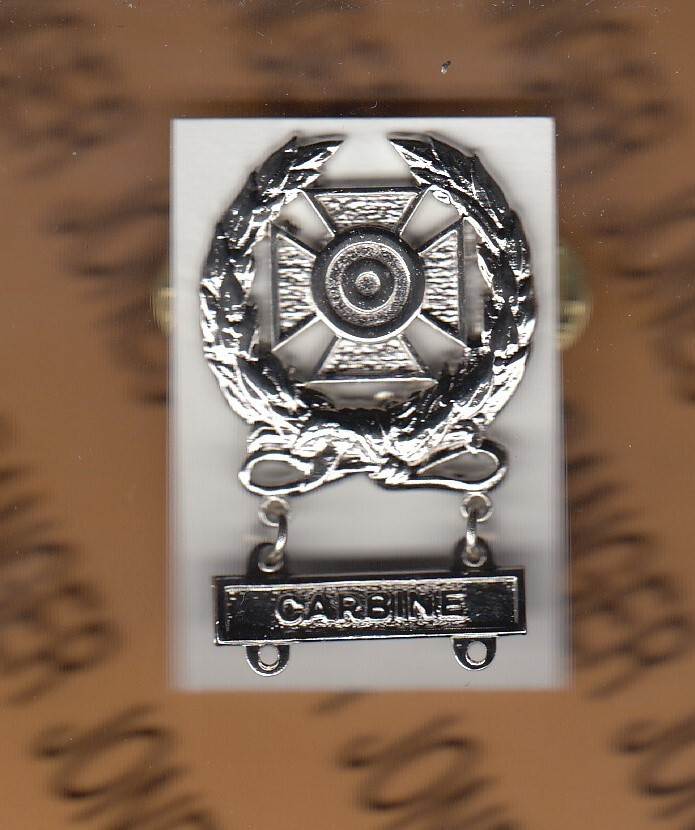 US Army EXPERT w/ CARBINE bar Marksmanship Stabrite award badge clutchback c/b