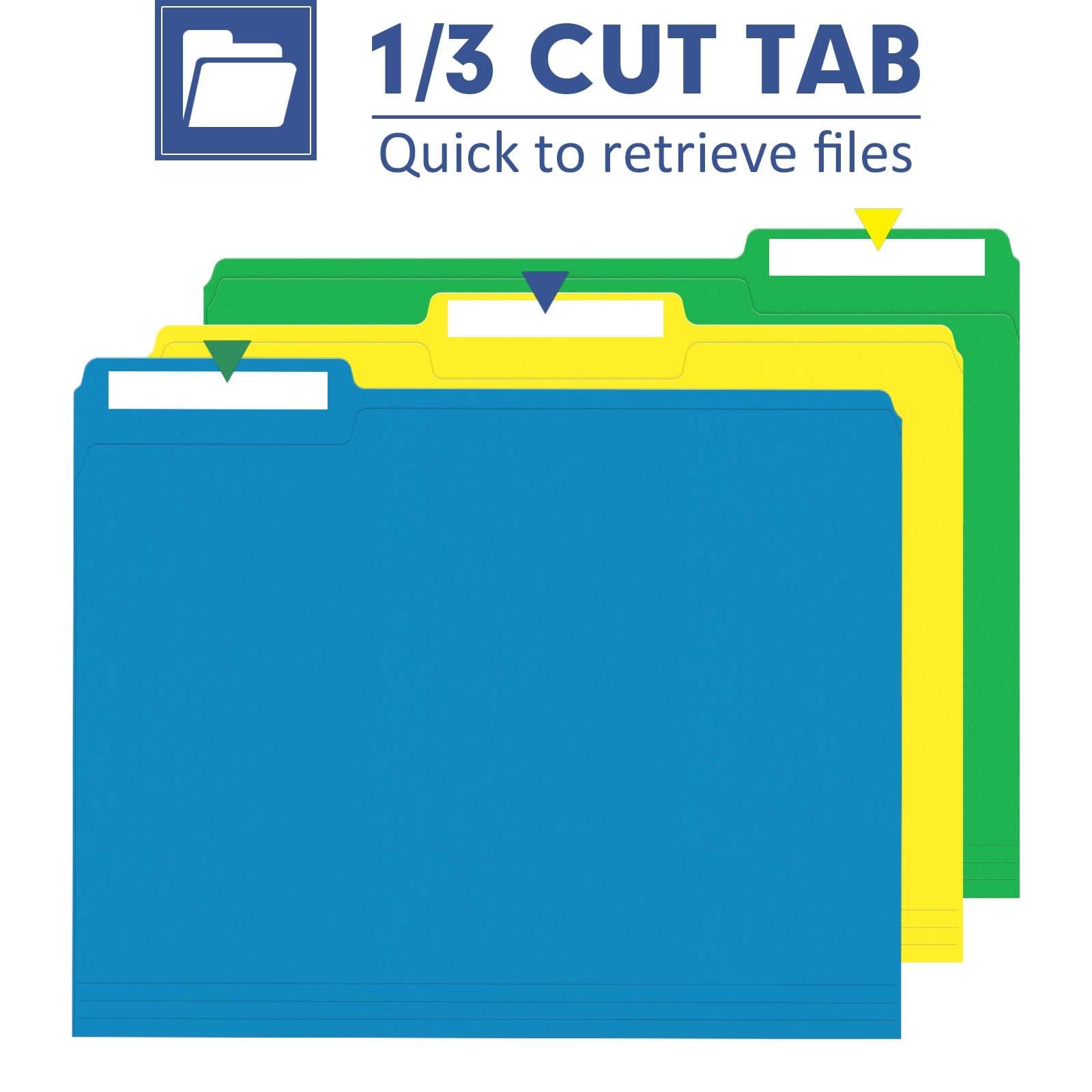 File Folder, PANDRI 30 Pack Colored File Folder, 1/3 Cut Tabs, Letter Size, A...