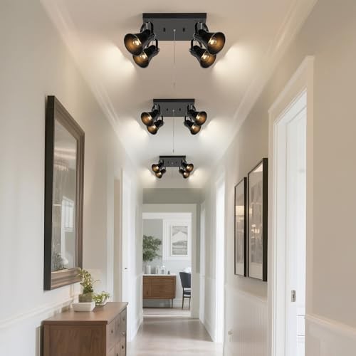 4-Light Square Ceiling Light Fixture with Pull Chain Switch, 4 light (Square)