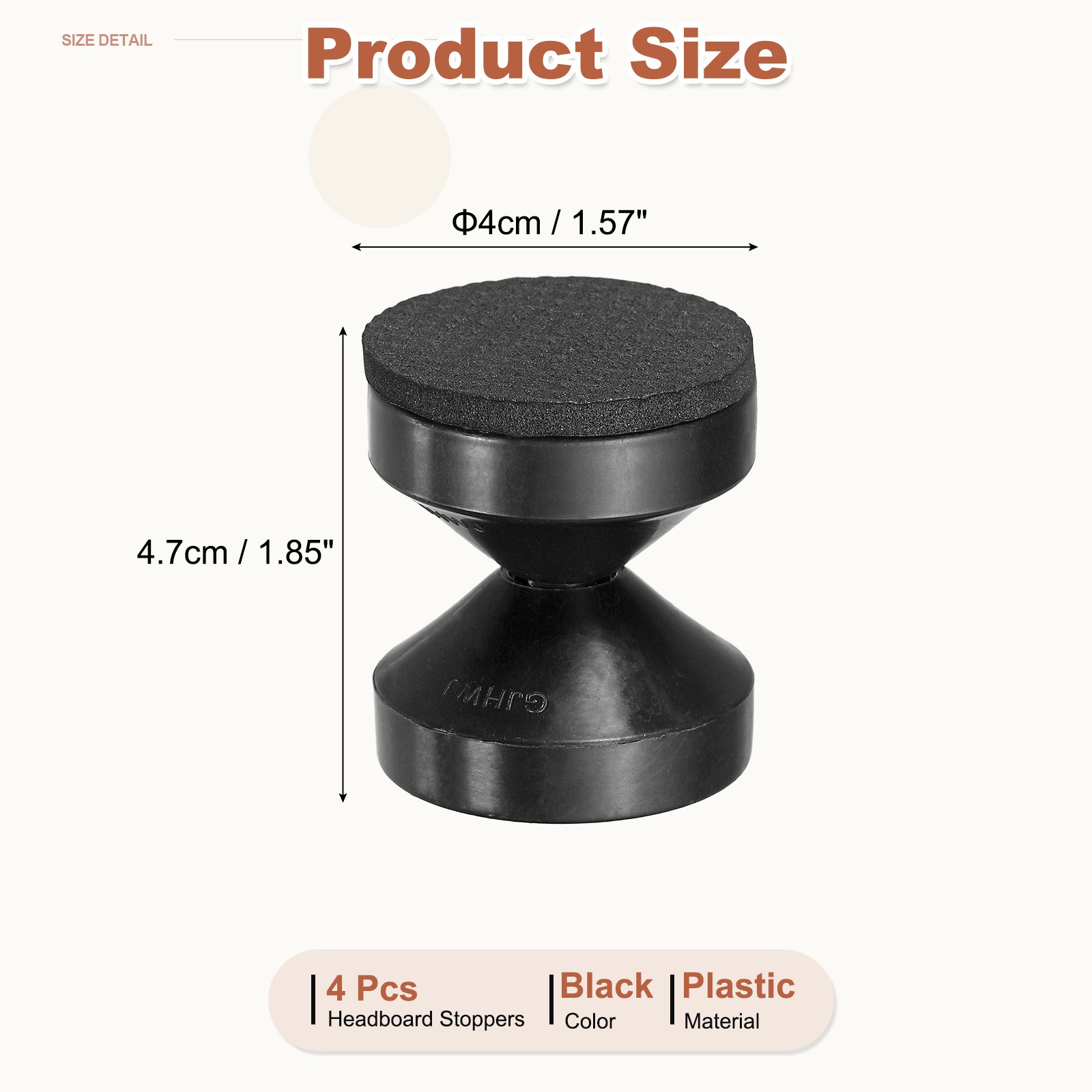 4 Pcs Headboard Stoppers, 1.85 Inch Adjustable Threaded Bed Frame Tool, Black