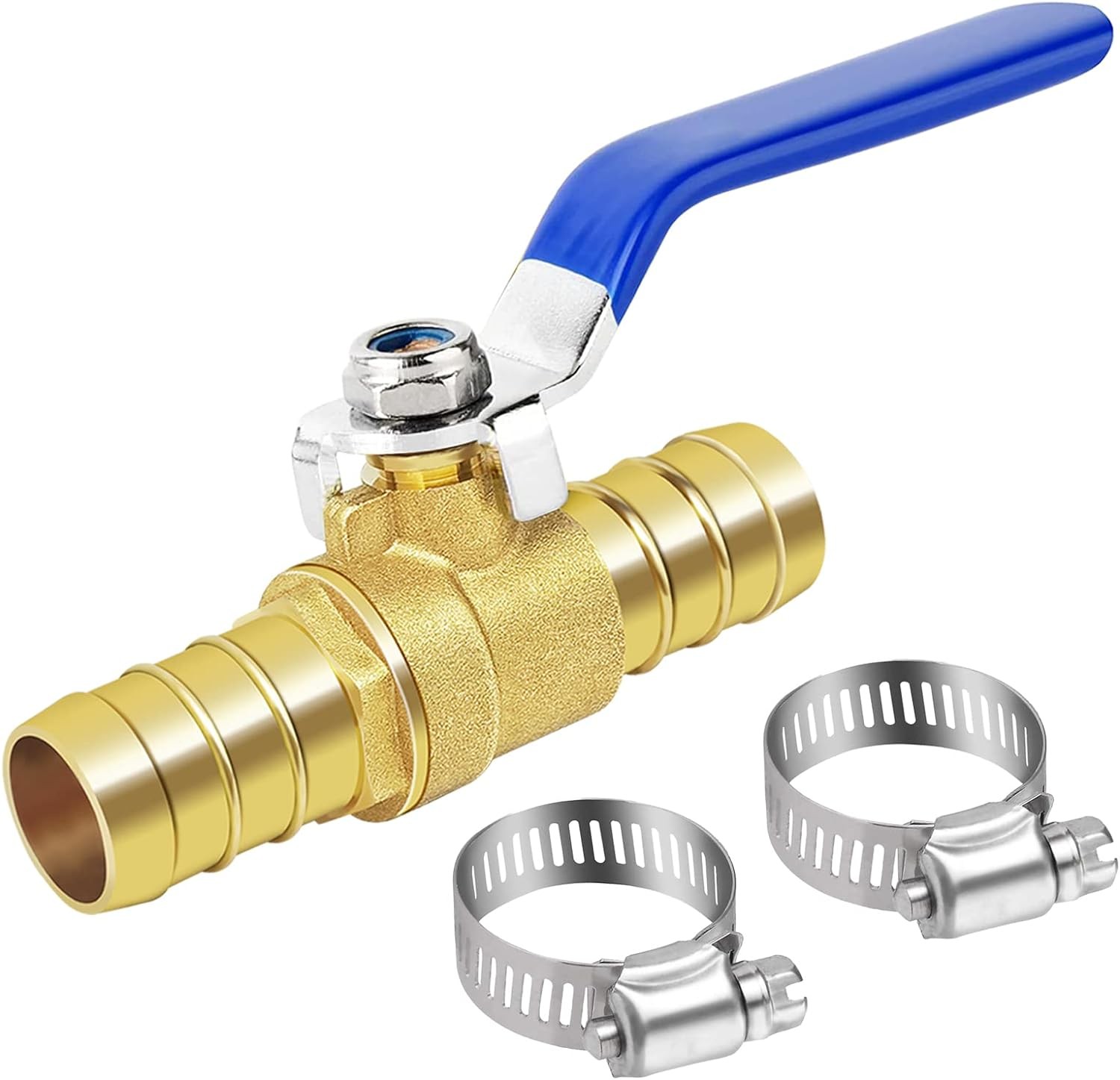 Brass Hose Barb Ball Valve Kit-1Pcs 3/4'' Heater Hose Shut off Valve with Stainl