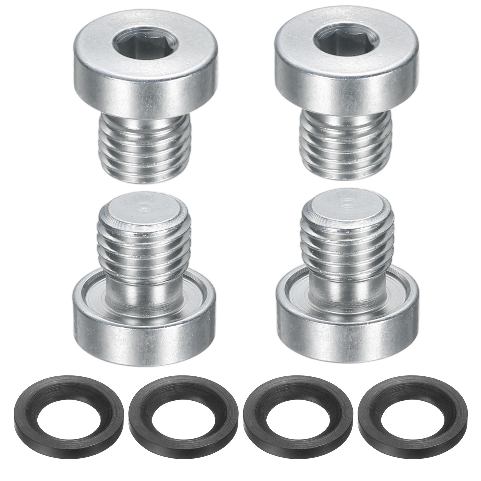 4 Pack M8x1 Carbon Steel Inner Hex Head Pipe Fitting Plug with O-Ring