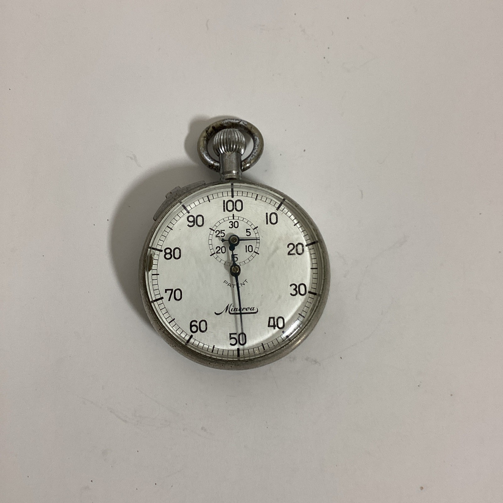 Minerva Timer Swiss Stopwatch Working As It Shoud 100 Seconds w/ 30 Min Sub-Dial
