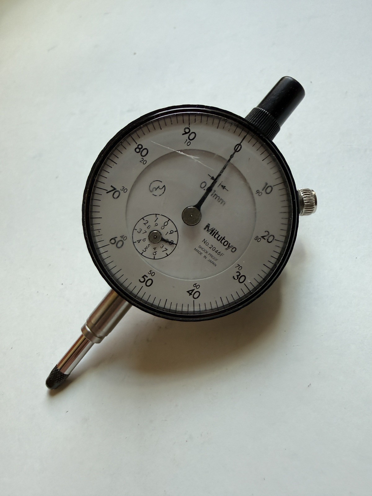 Vintage Mitutoyo Dial indicator Code No 2046F, box, 0.01mm - 10mm. Carbide Ball