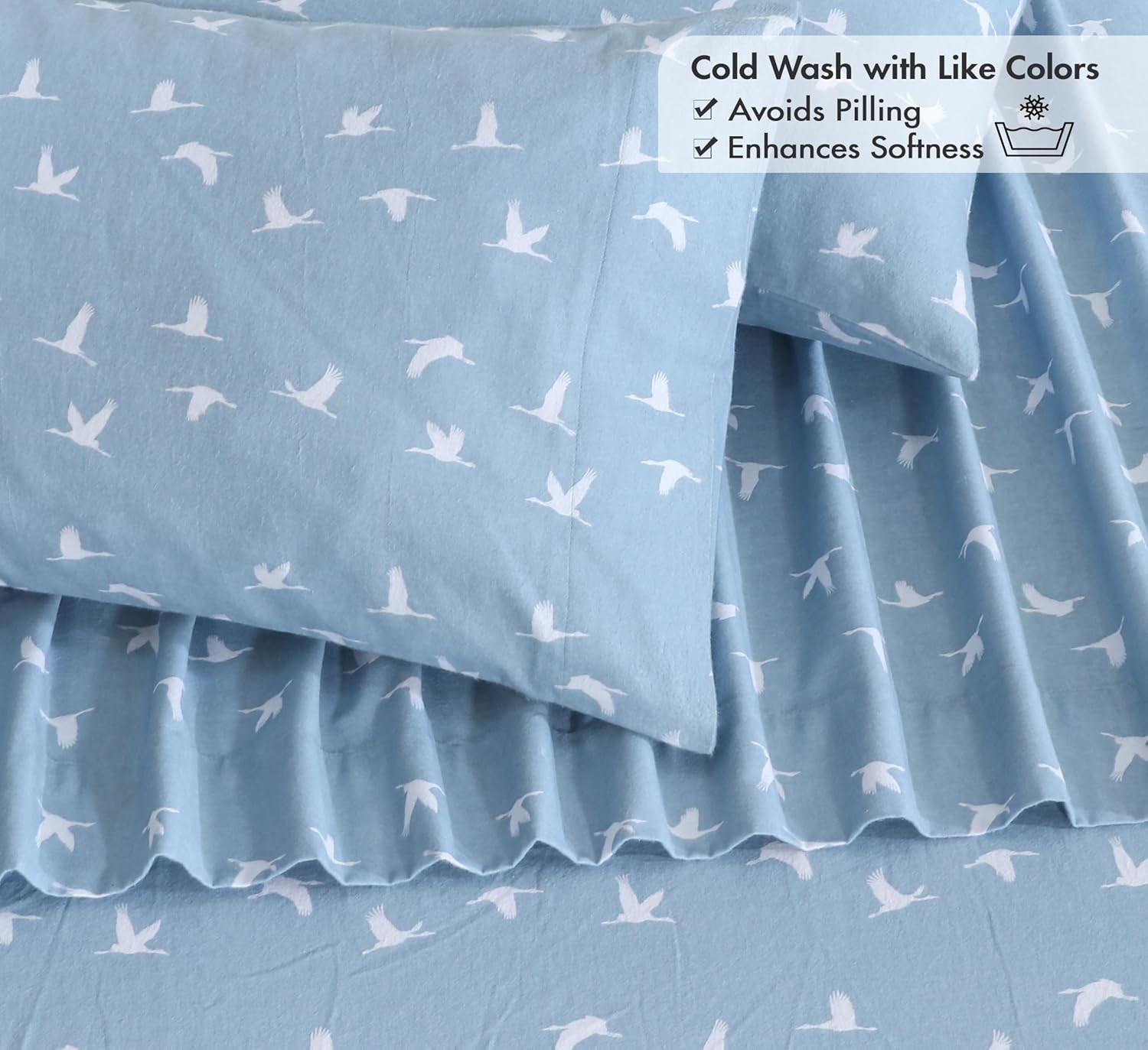 Flannel Sheets Twin Size 100% Cotton Double Brushed Twin Sheets Set Deep Pockets