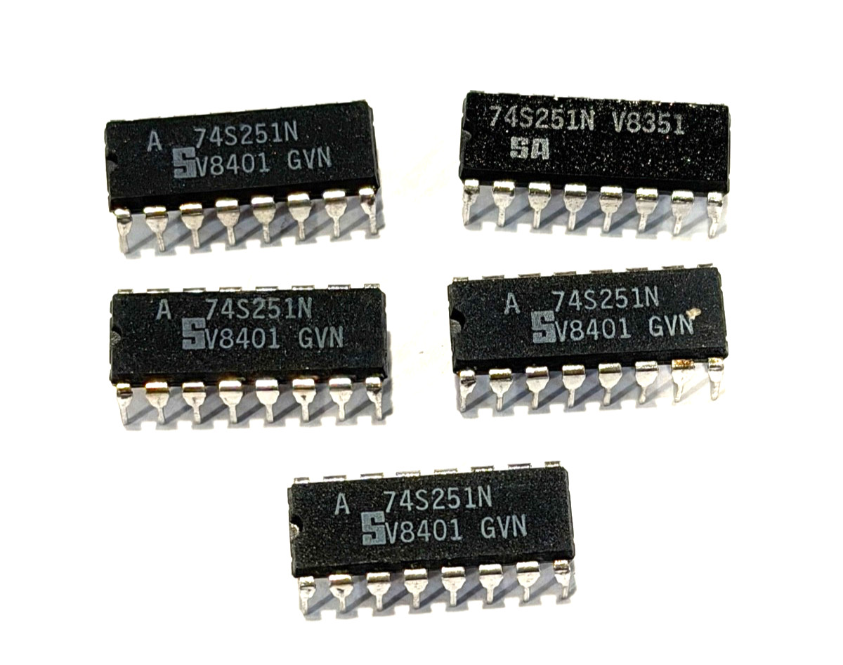 (5) Signetics 74S251N 8-Channel Data Selector ICs 16-Pin DIP TTL Mixed Date Code