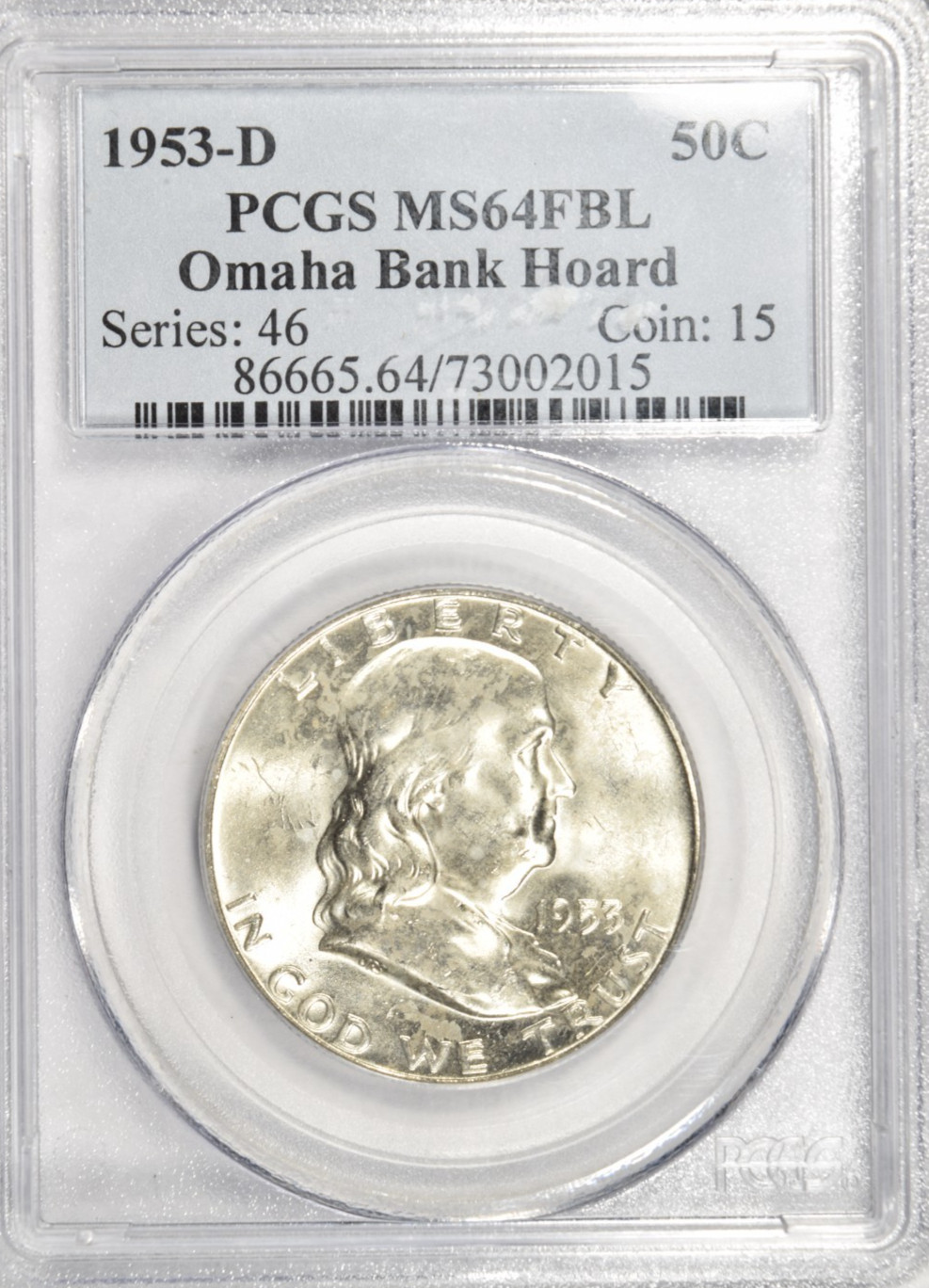 1953 D FRANKLIN HALF DOLLAR ~ PCGS MS64 FBL FULL BELL LINES ~ OMAHA BANK HOARD!