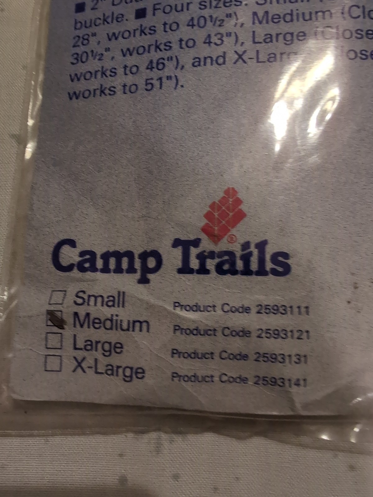 New Vintage Camp Trails Hip Belt Size Medium