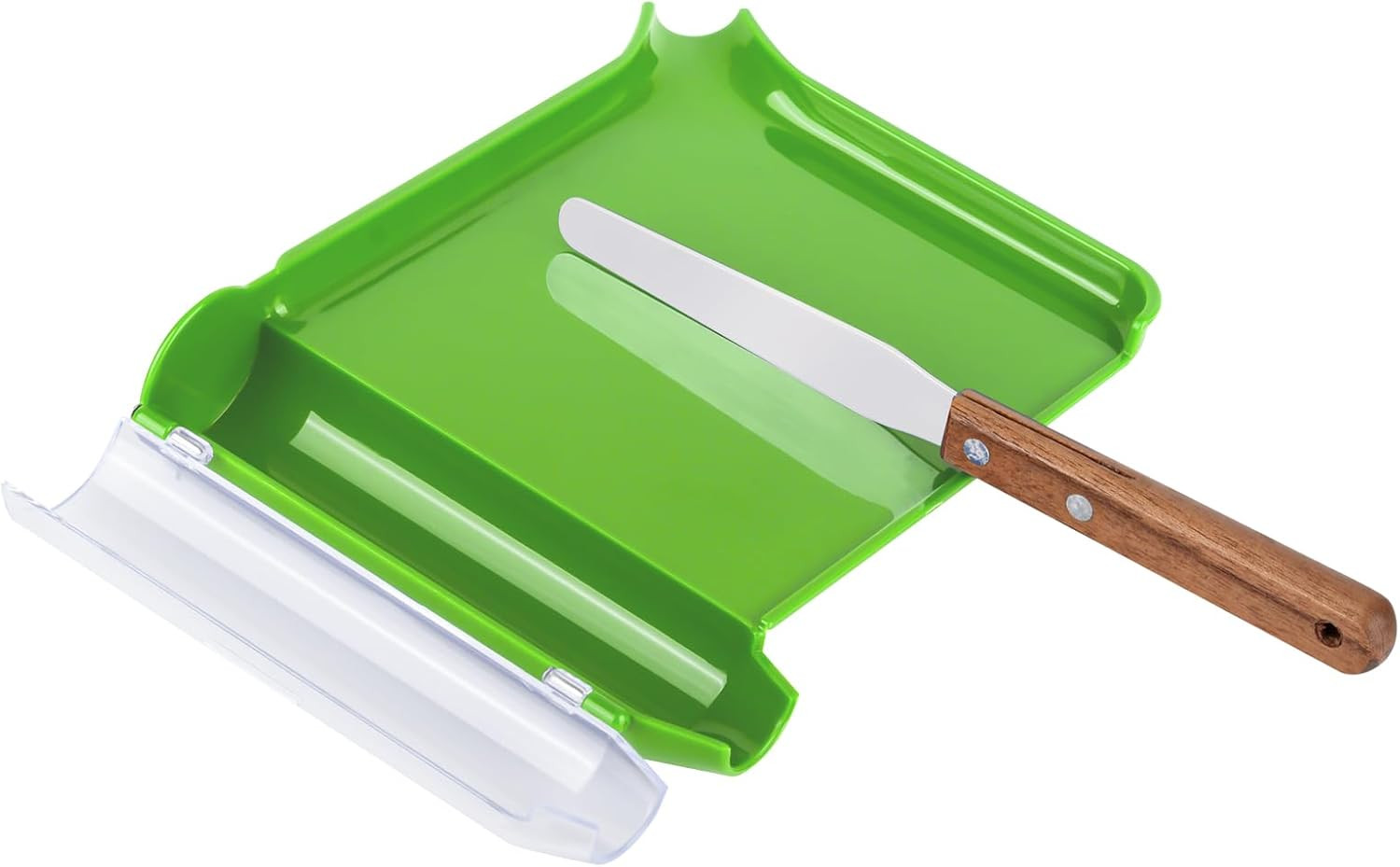 Right Hand Pill Counting Tray with Spatula (Light Green - Wood Handle)