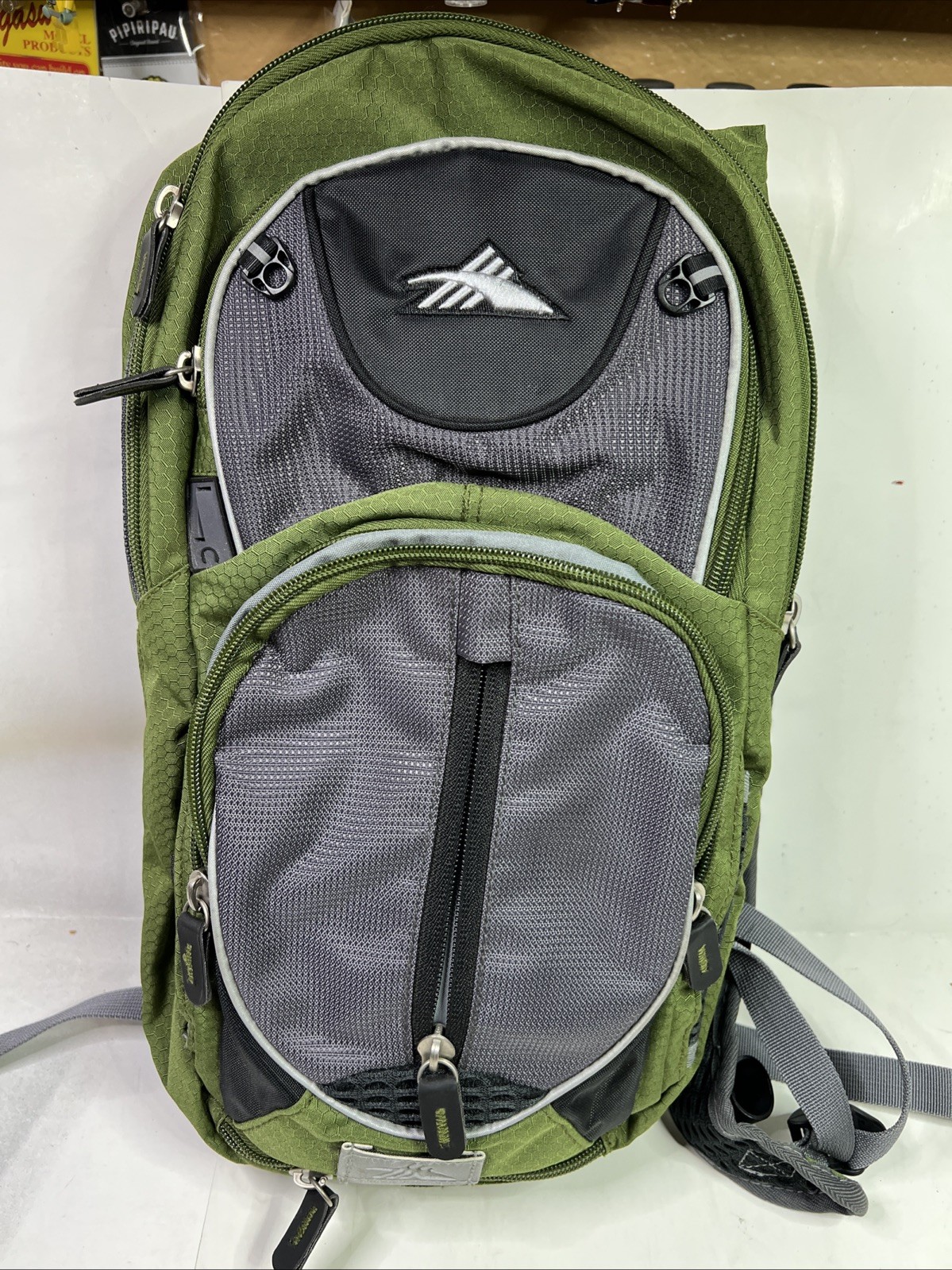 High Sierra Hydration Backpack Green Gray Hiking Cycling Trail Running Pack