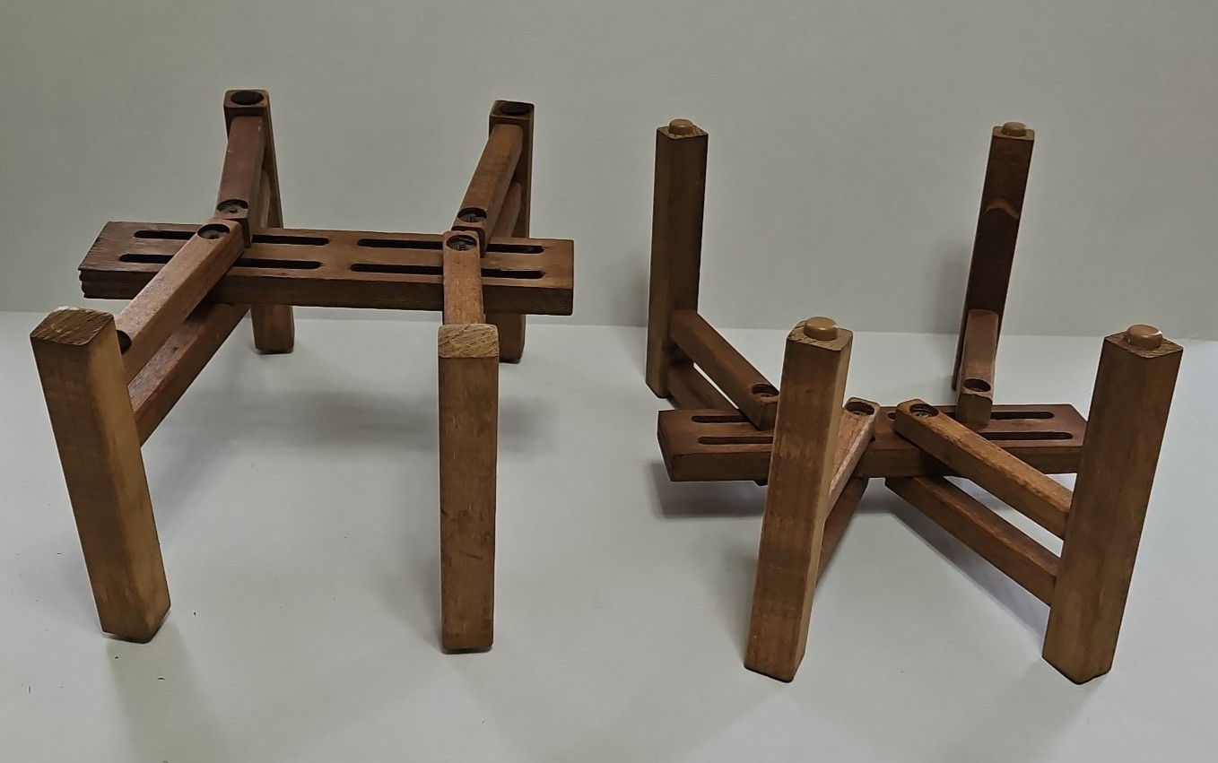 Pair Vtg 7" Wood Adjustable Speaker Stands Universal Inclined AR JBL Klipsch