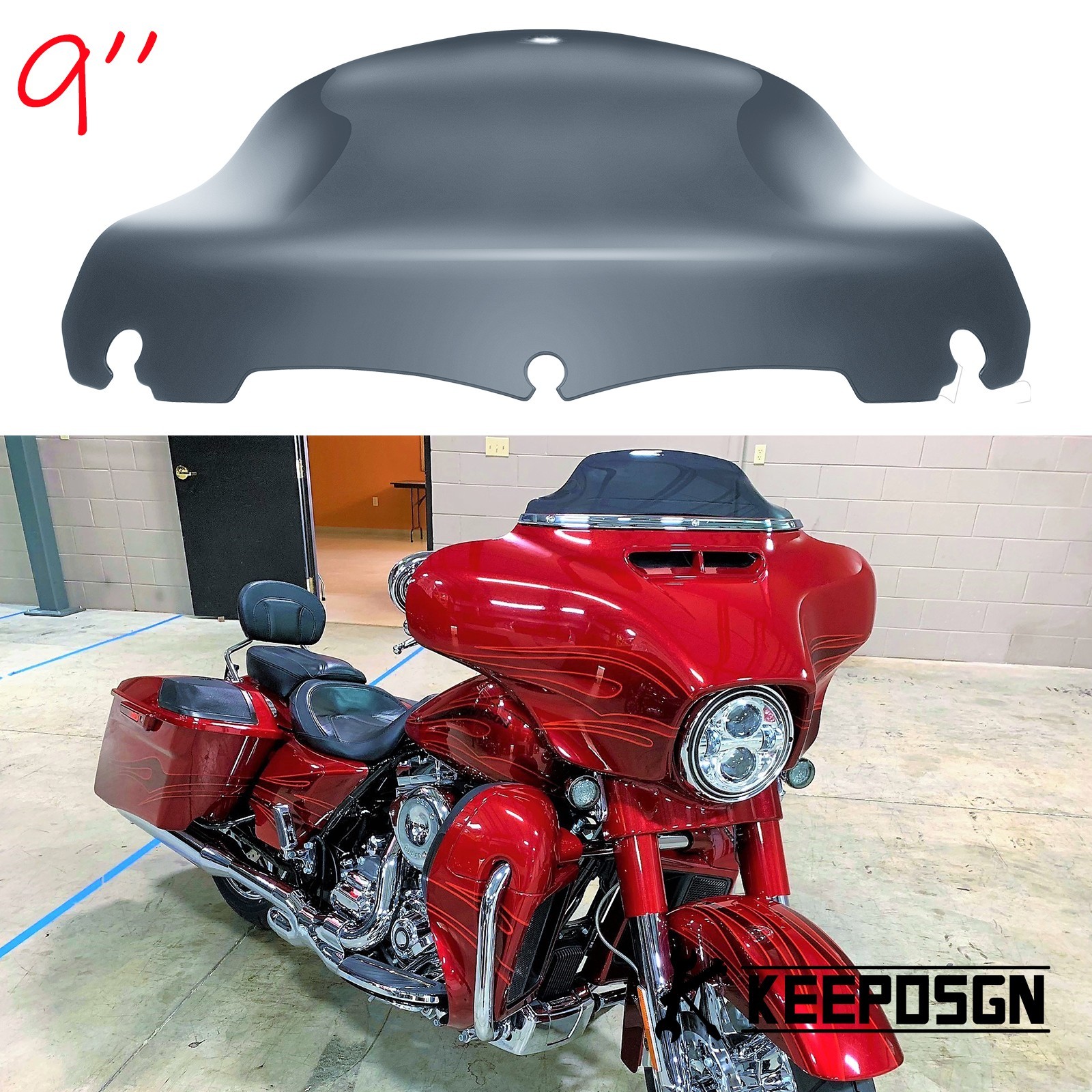 9" Smoke Wave Windshield Windscreen For Harley CVO Street Glide FLHXSE 2015–2022
