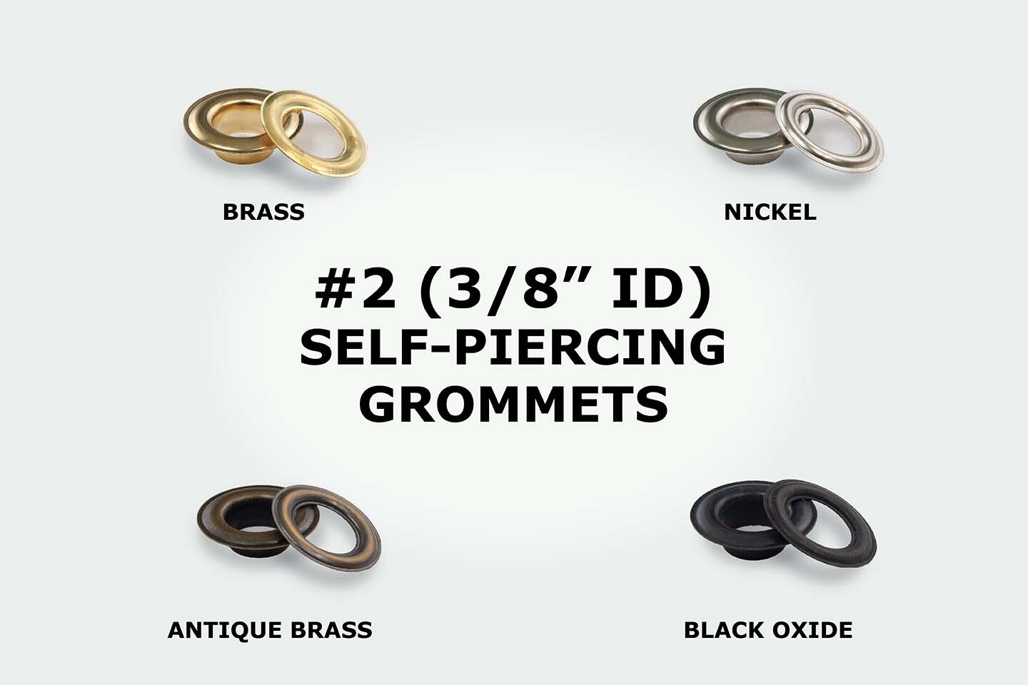 #2 Metal Grommets 3/8" hole size - SELF PIERCING (NICKEL, BRASS, BLACK, ANTIQUE)