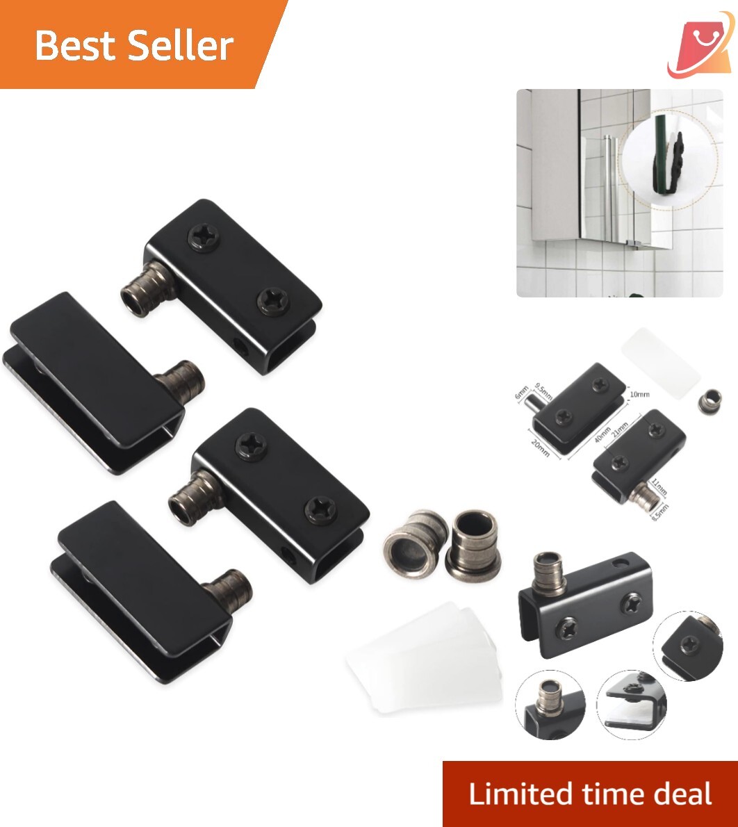 Glass Door Pivot Hinge 4 PCS Stainless Steel 5-8mm Rust-Resistant Easy Install