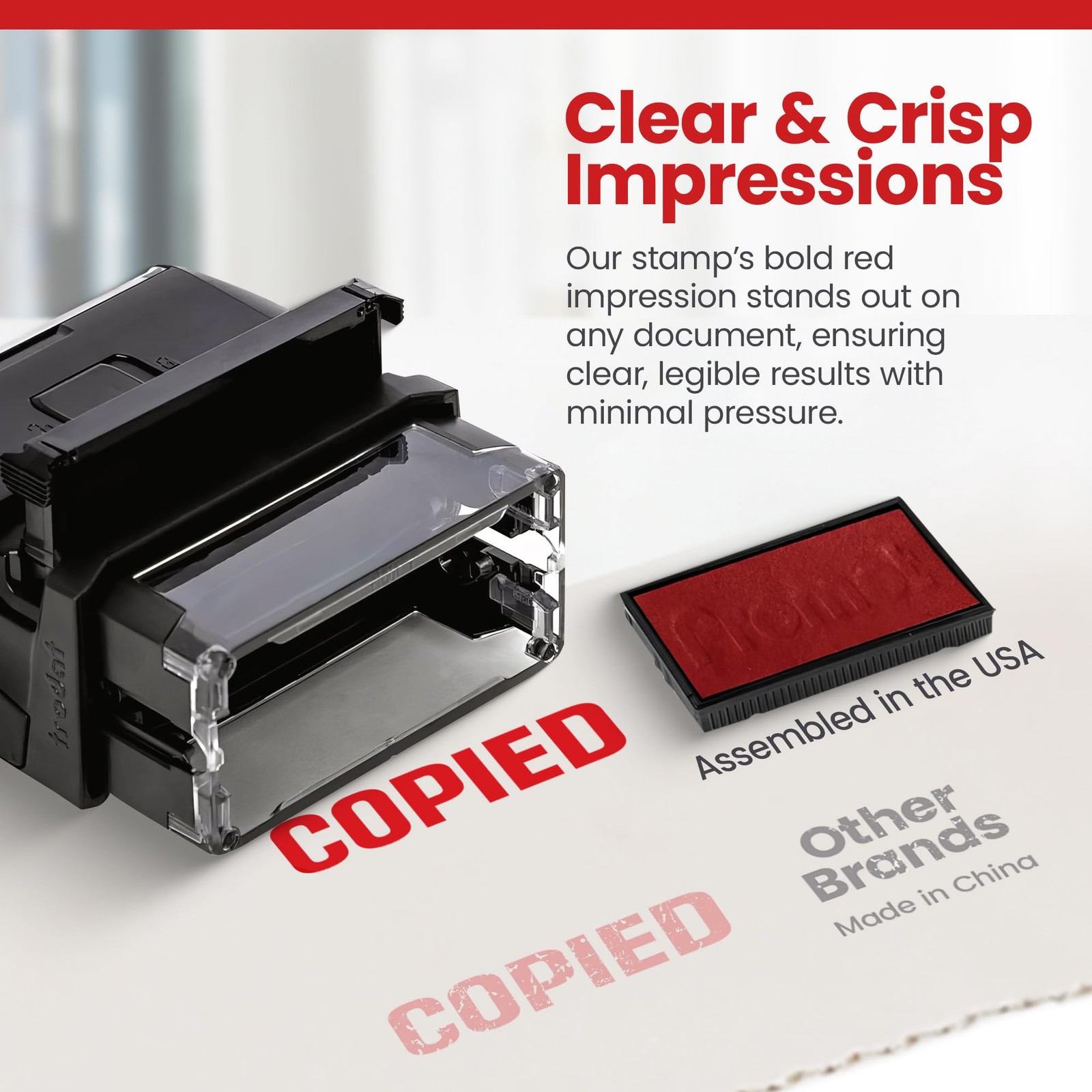 Copied Self-Inking Rubber Stamp Red Ink Office Message Accessory