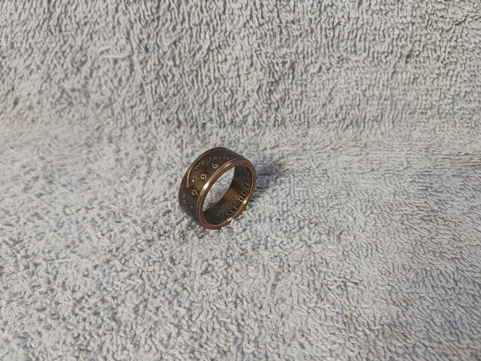 1996 Kenney Half Dollar coin ring size 11 Handmade  (E)