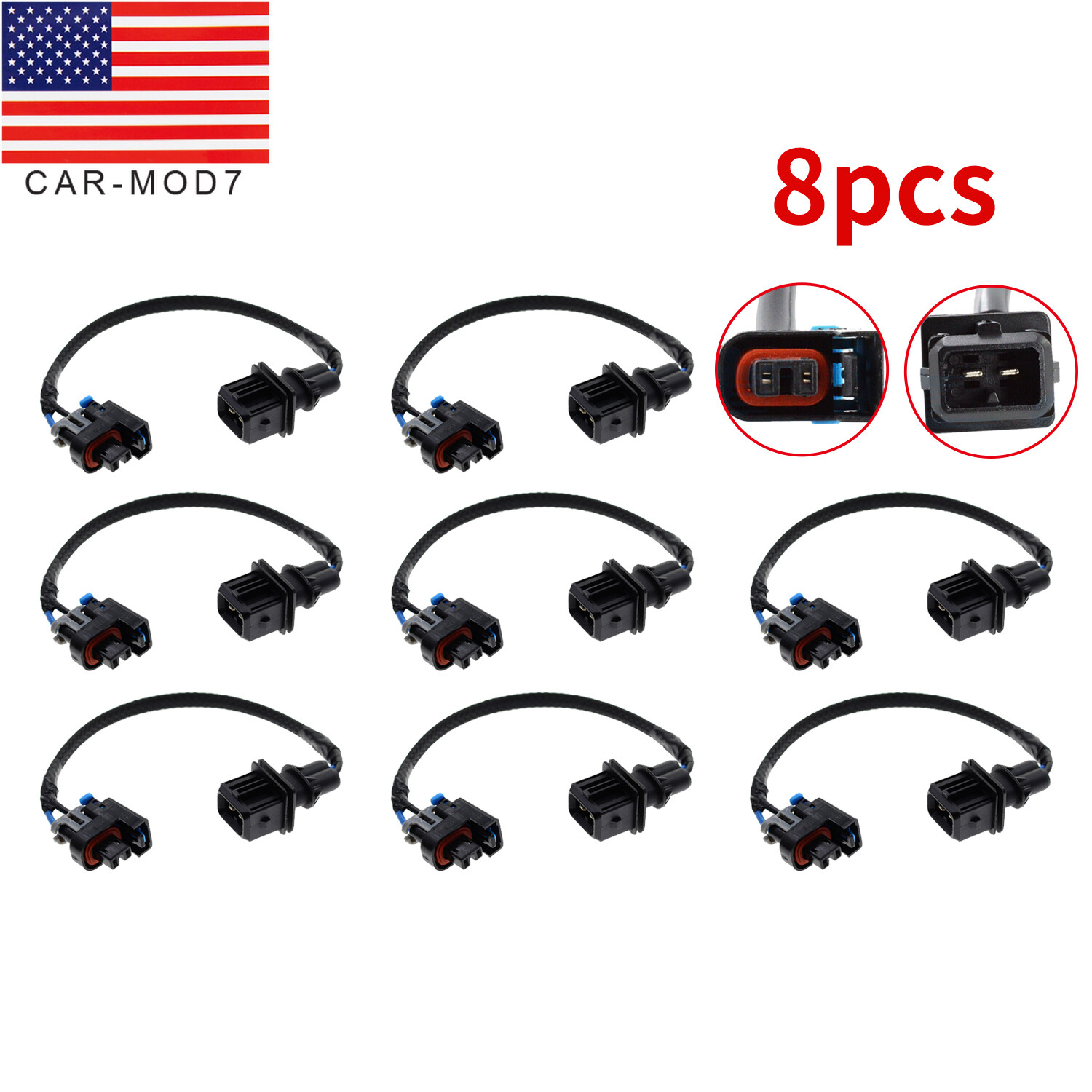8pcs Fuel Injector Wire Harness Adapter for Jetronic EV1 to Mini Delphi Multec 2