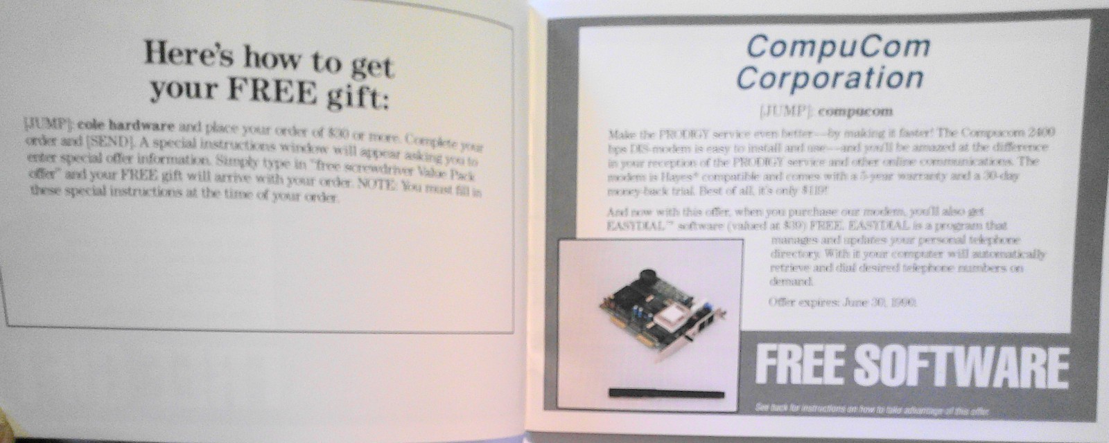 Prodigy Interactive Personal Service Value Pack, 1990 + Shopping Brochure
