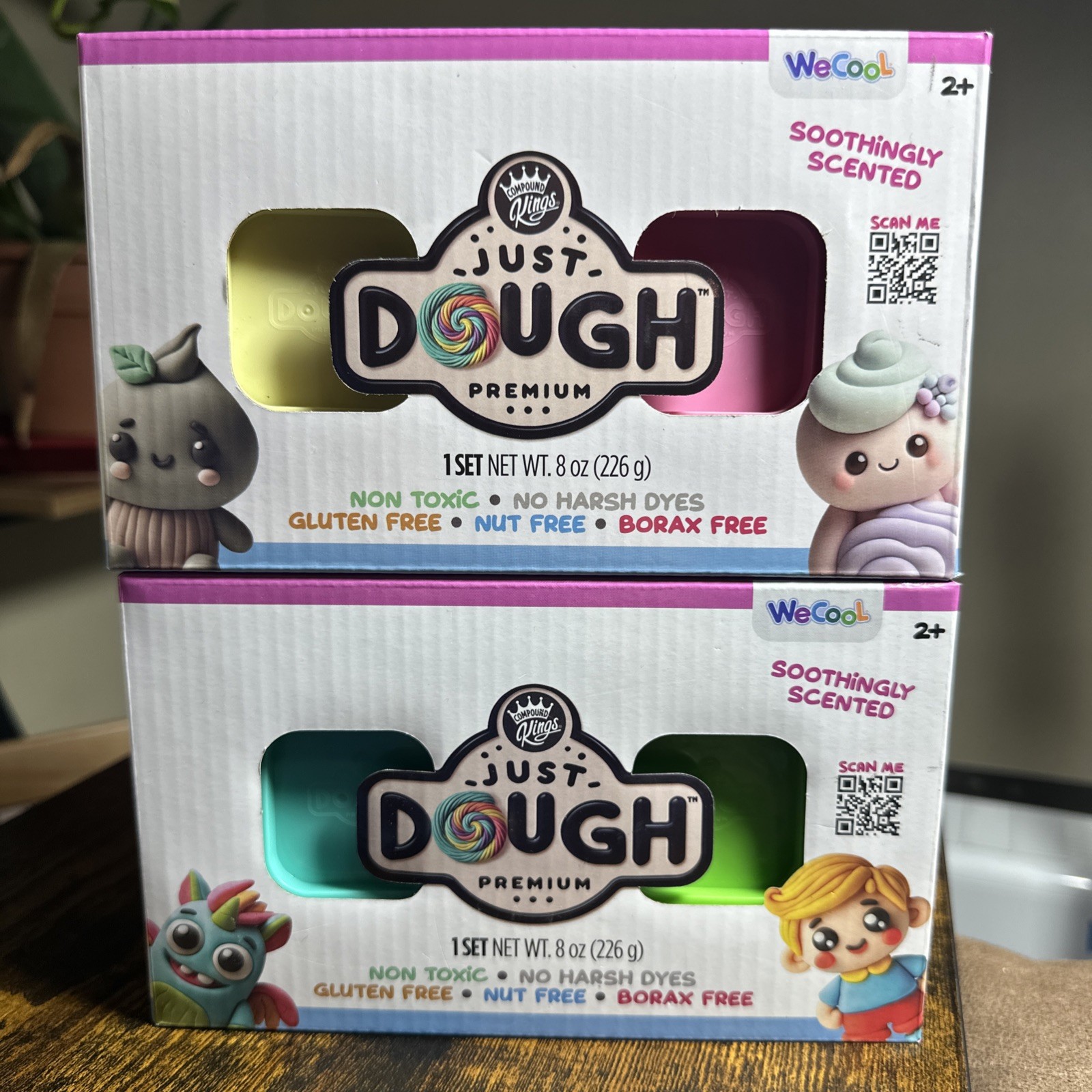 Non Toxic Scented Dough/playdoh Alternative 4 Cups Yellow, Pink, Blue, Green