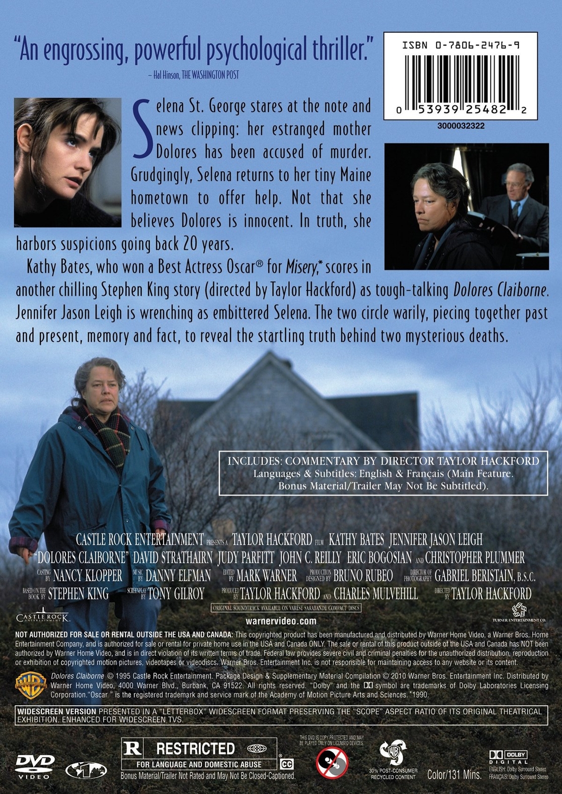 Dolores Claiborne DVD Kathy Bates NEW