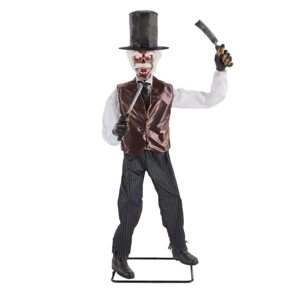 7ft.Grave & Bones Animated LED Zombie Barber H15- Fast Shipping