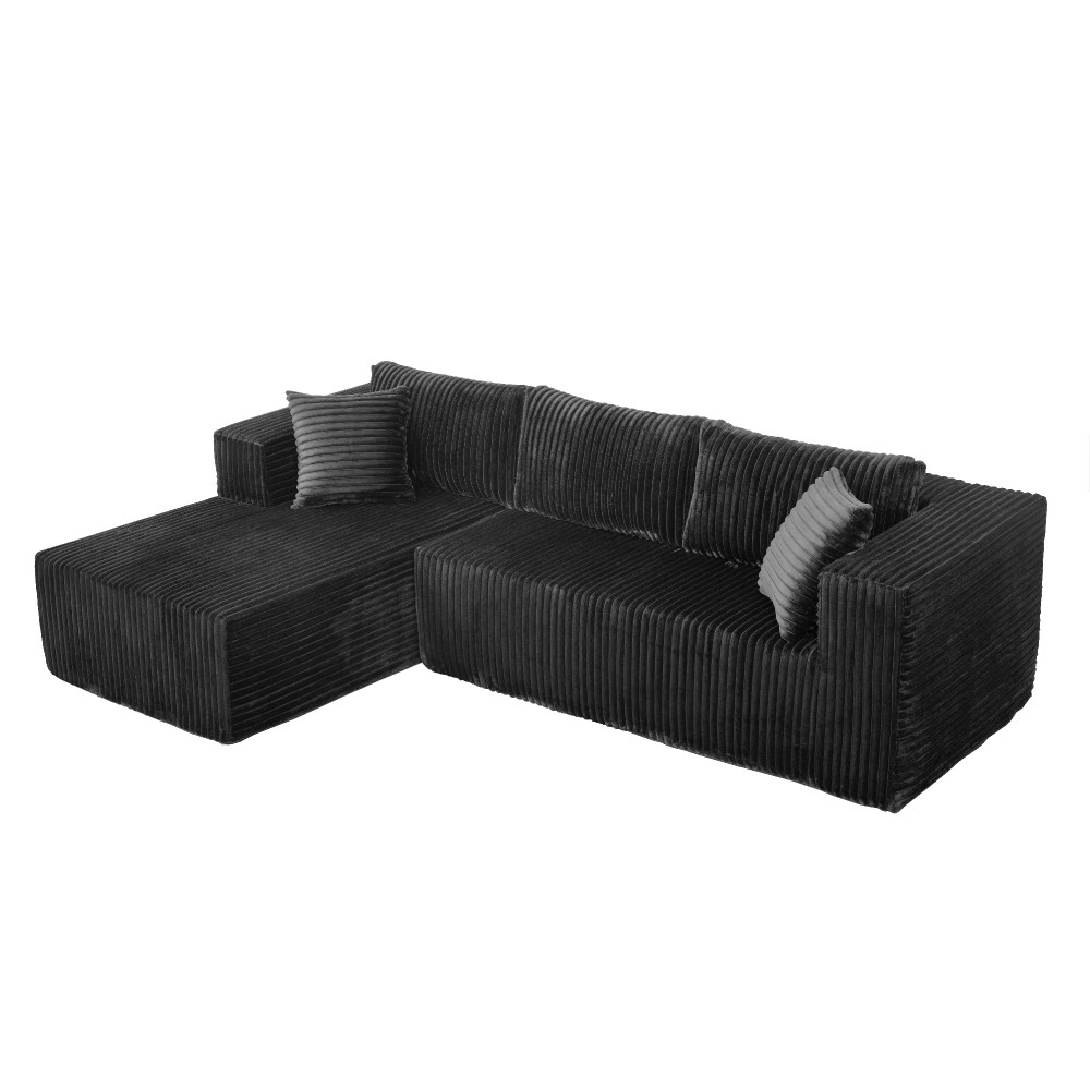 105" L-Shaped Modular Sofa Plush Upholstery & All-Foam Left Chaise Black