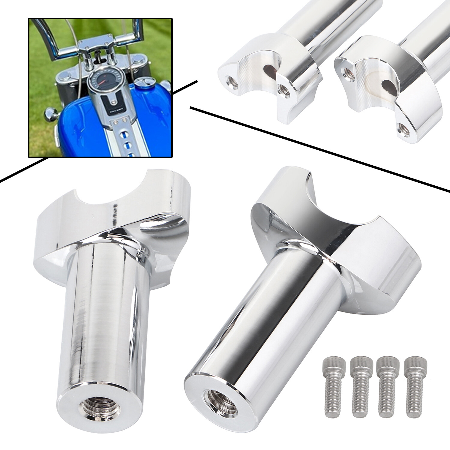 3.5" Straight Handlebar Risers For Harley Road Glide FLTRX Night Train Softail