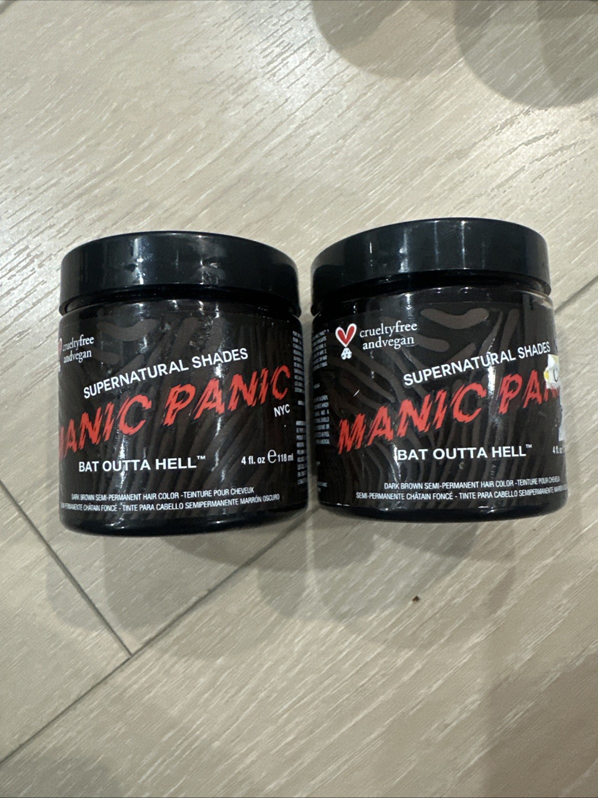 Lot 2 MANIC PANIC Hair Dye Semi Permanent Color Bat Outta Hell Dark Brown 4 oz