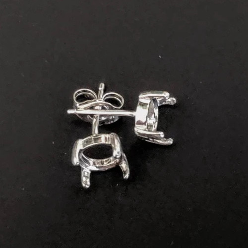Oval 4 Prong Cabochon Setting Earrings Sterling Silver