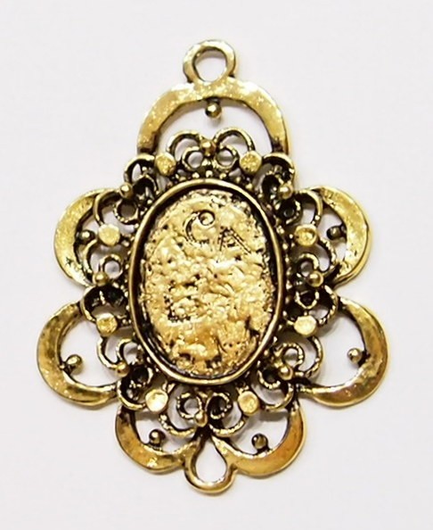 6 of 24x17mm Antique Gold Plated Art Nouveau XL Hoops Pendant Settings 58x44mm