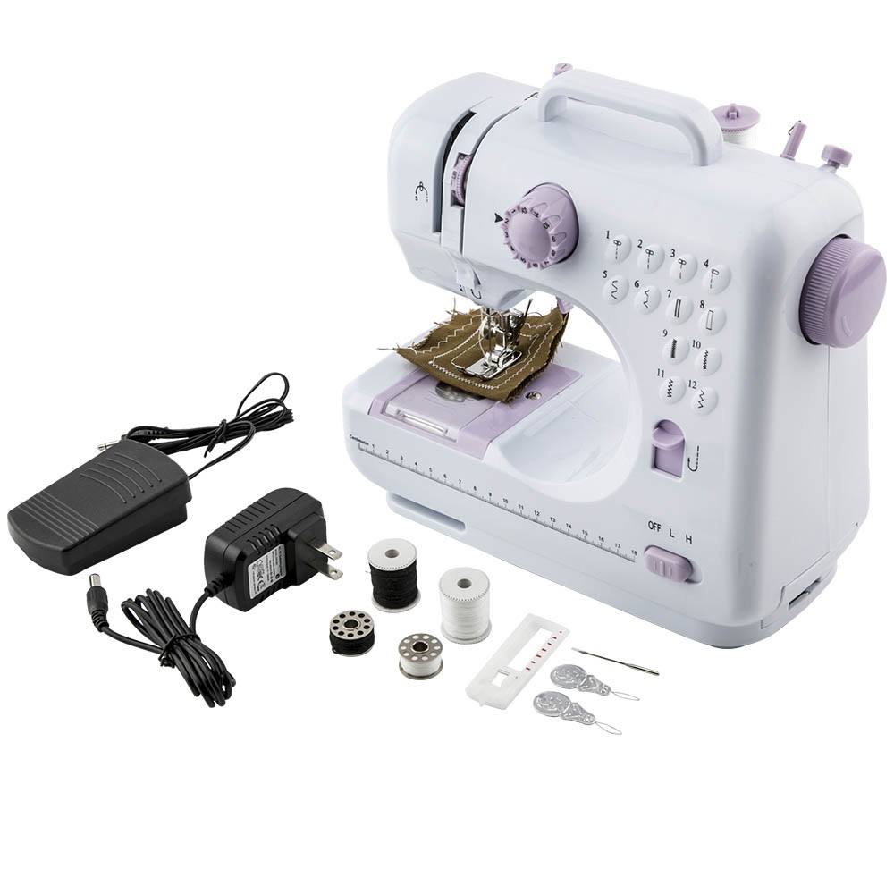 Small Auto Sewing Machine Electric Crafting Mending w/12 Built-In Stitches QME