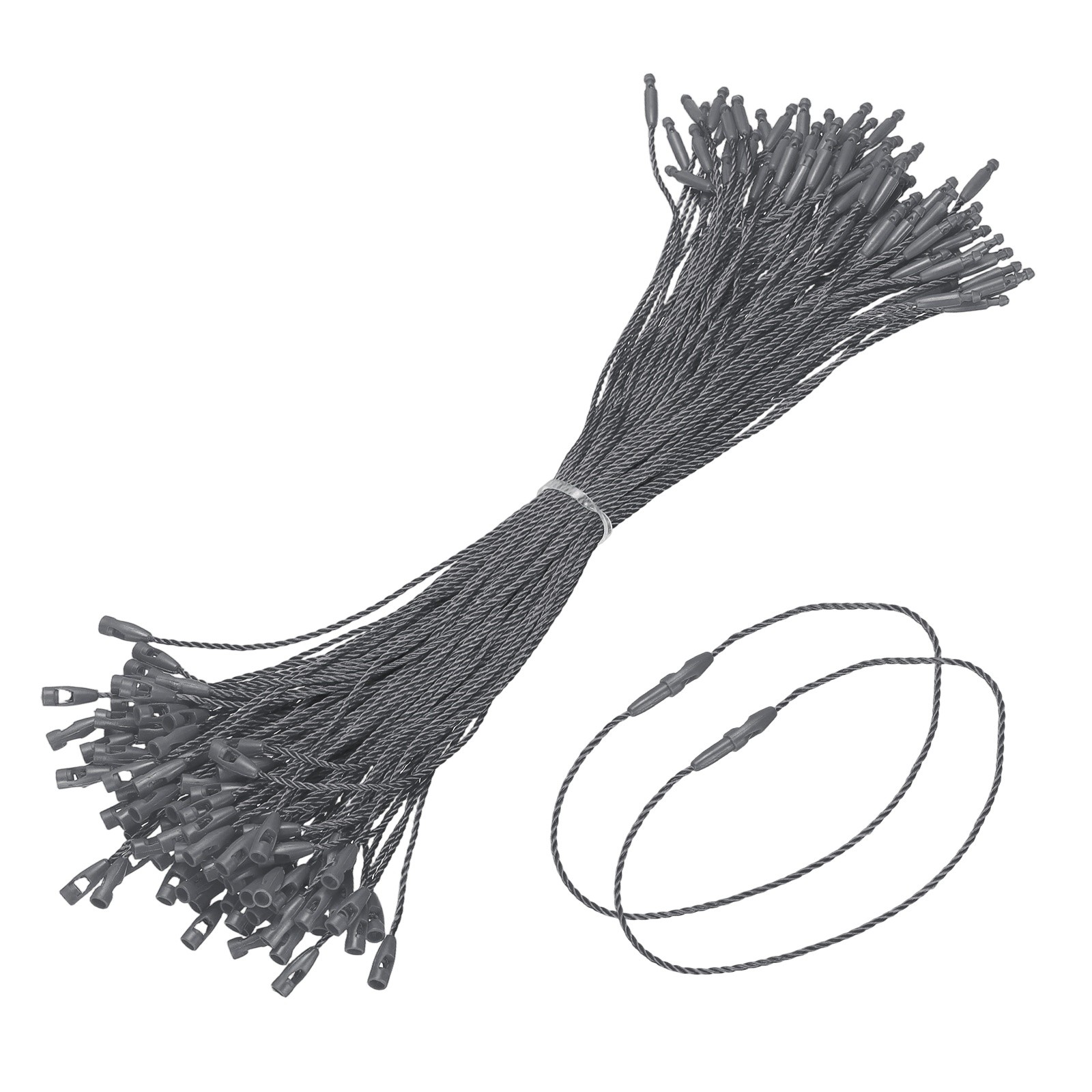 1000 Pcs Polyester Hang Tag String 8" Snap Lock Pins Loop Fastener, Gray