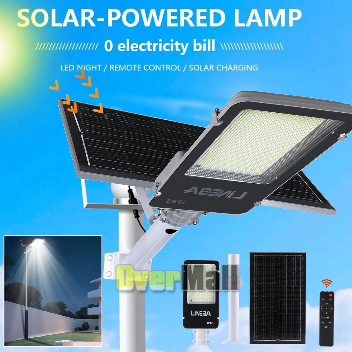 11000W Super Bright Commercial Solar Street Light Outdoor Road Dusk to Dawn Lamp