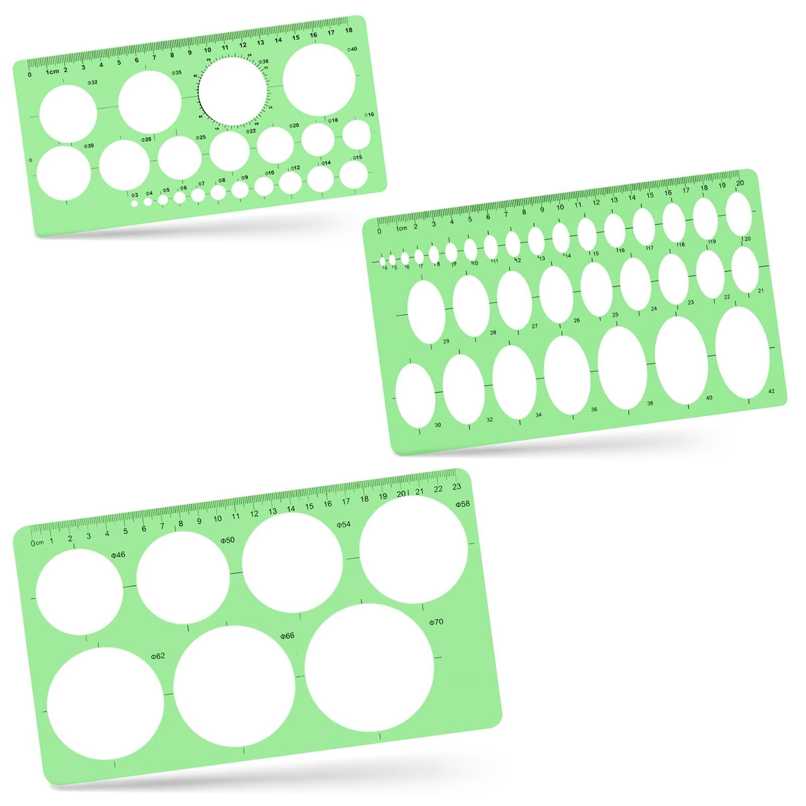3Pcs Circle Template, Circle Template for Drawing 3 Sizes Circle Stencil Temp...