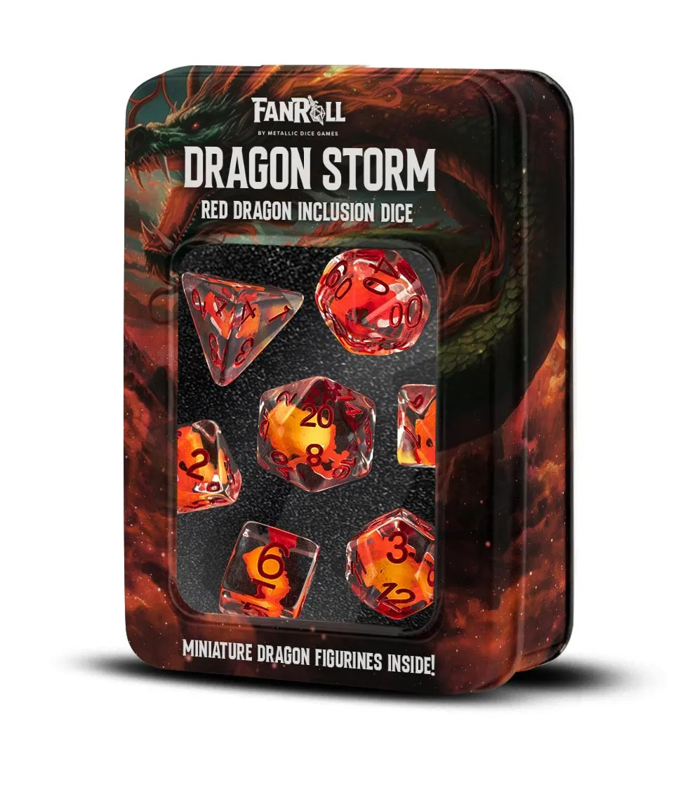 FanRoll Dragon Storm Red Dragon Inclusion 7-Dice Set