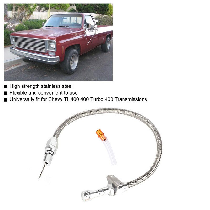 For Chevy GM 700 R4 Flexible Transmission Dipstick Firewall Mount + Filler Tube