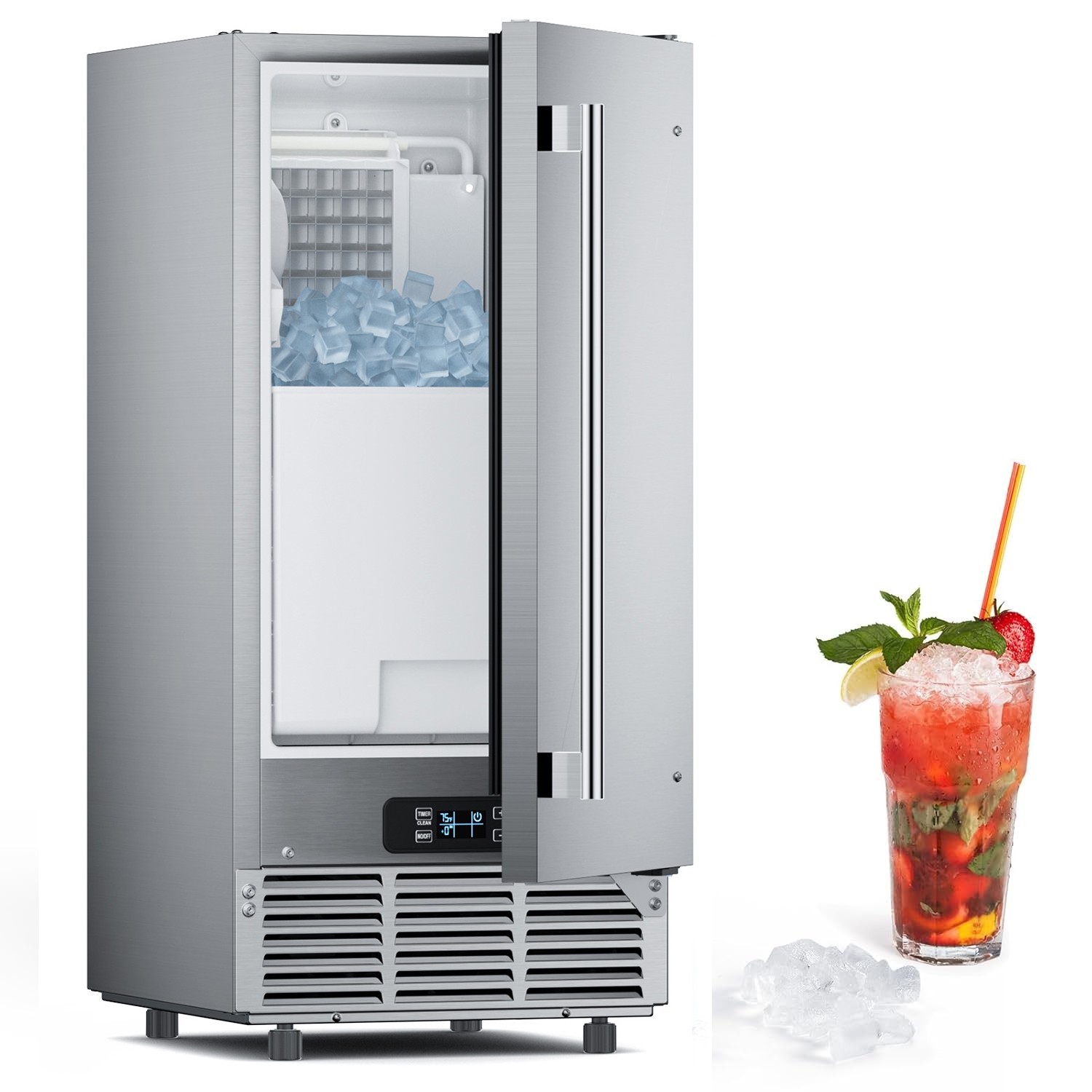 Commercial Ice Maker Freestanding Stainless Steel Under Counter Ice Machine