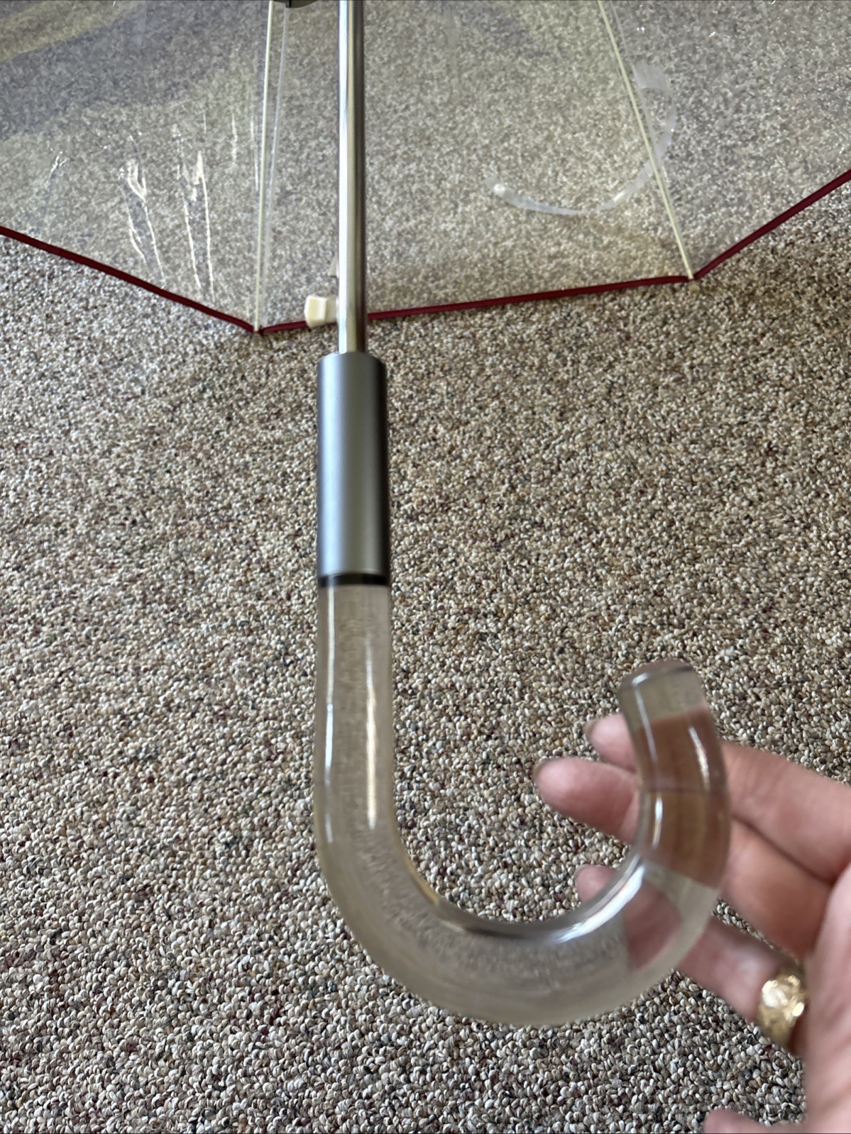 COACH BUBBLE-clear-black-burgundy Umbrella