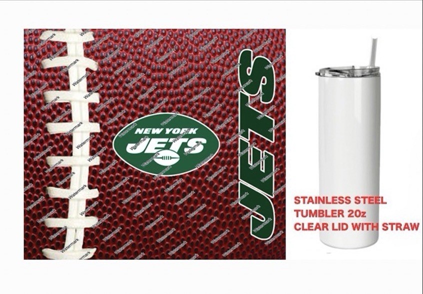 JETS   - Pig skin Football - Tumbler 20 oz Stainless Steel