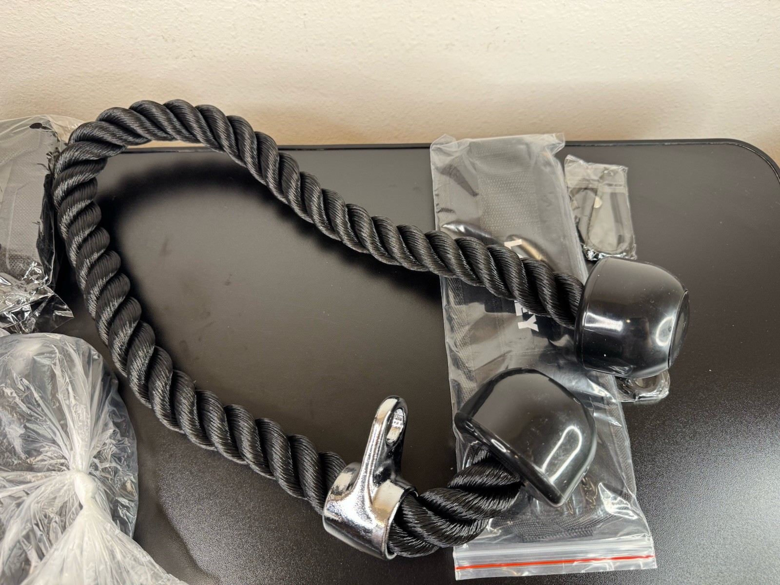 Tricep Rope Cable Machine Attachment, 35" Triceps Pull Down Rope LAT Pulldown...