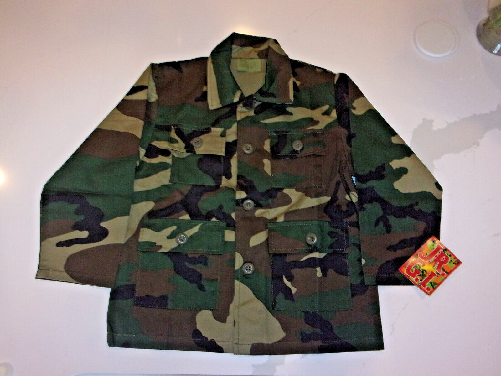 NEW BDU WOODLAND CAMOUFLAGE JACKET MADE IN THE USA YOUTH BOYS SIZE 10
