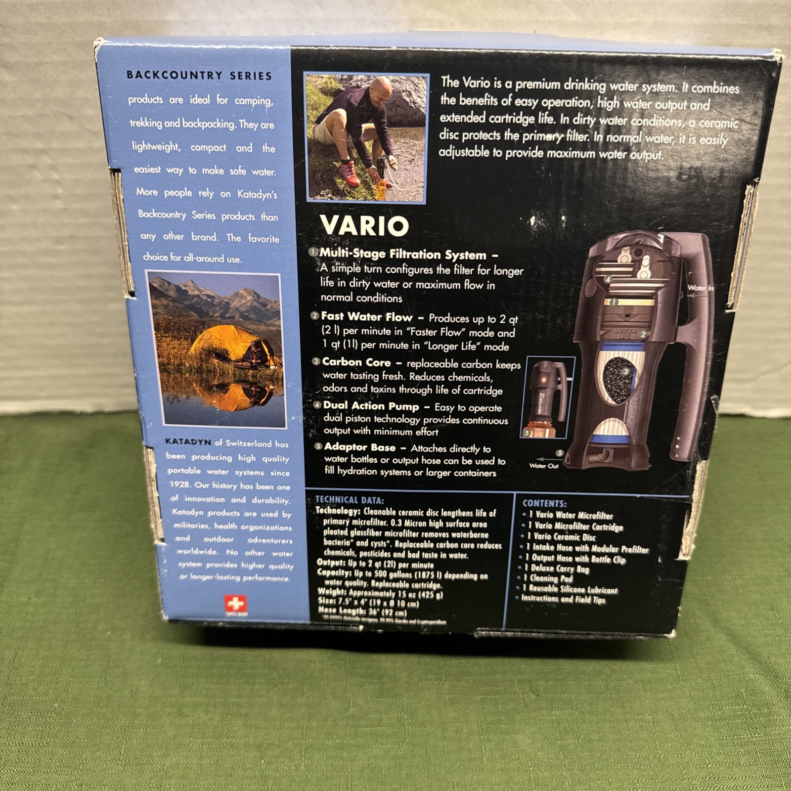 Katadyn Vario Portable Water Filter Backcountry Series - Microfilter NEW IN BOX