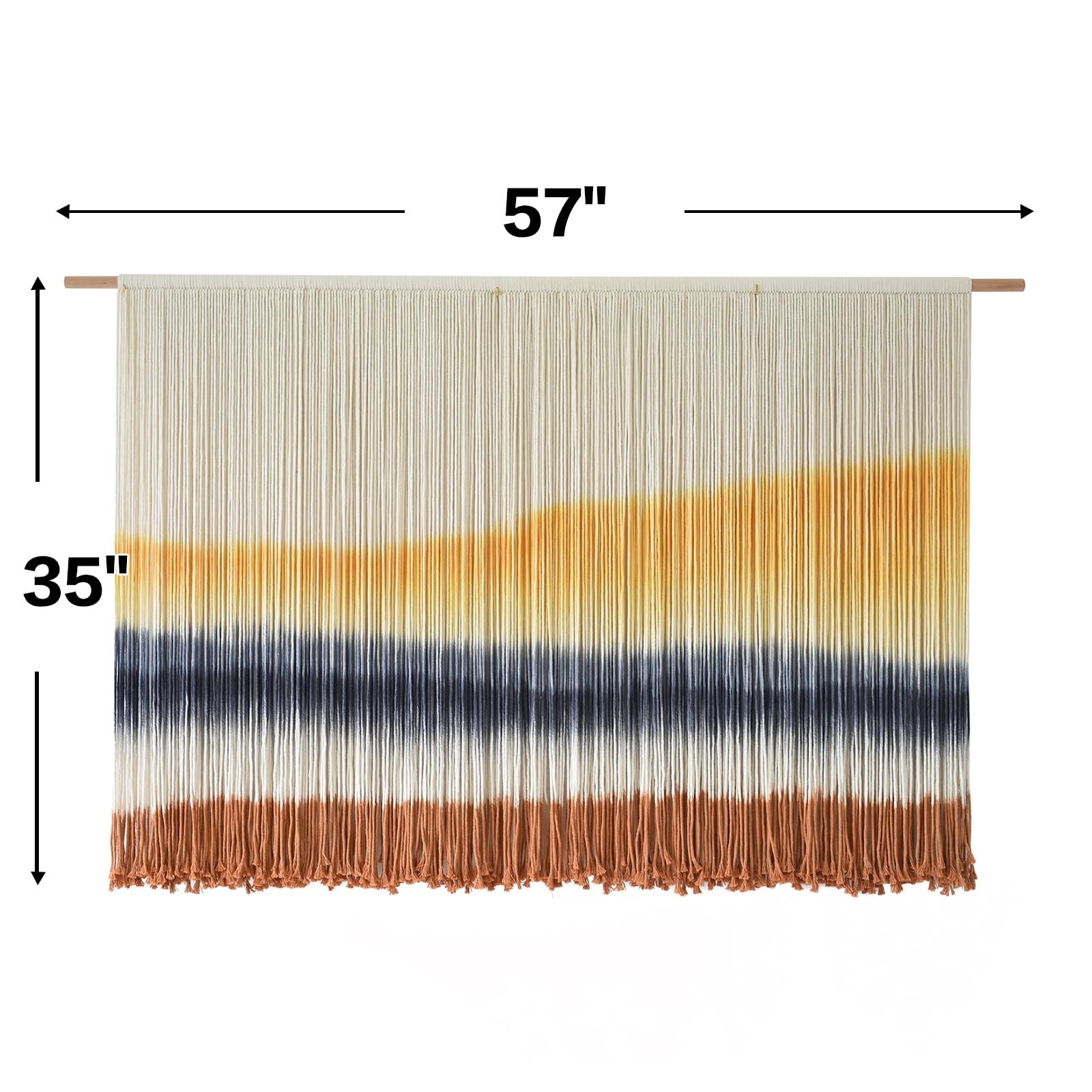 Boho Home Decor Macrame Wall Hanging Dip Dyed Tapestry 57 W x 35 L